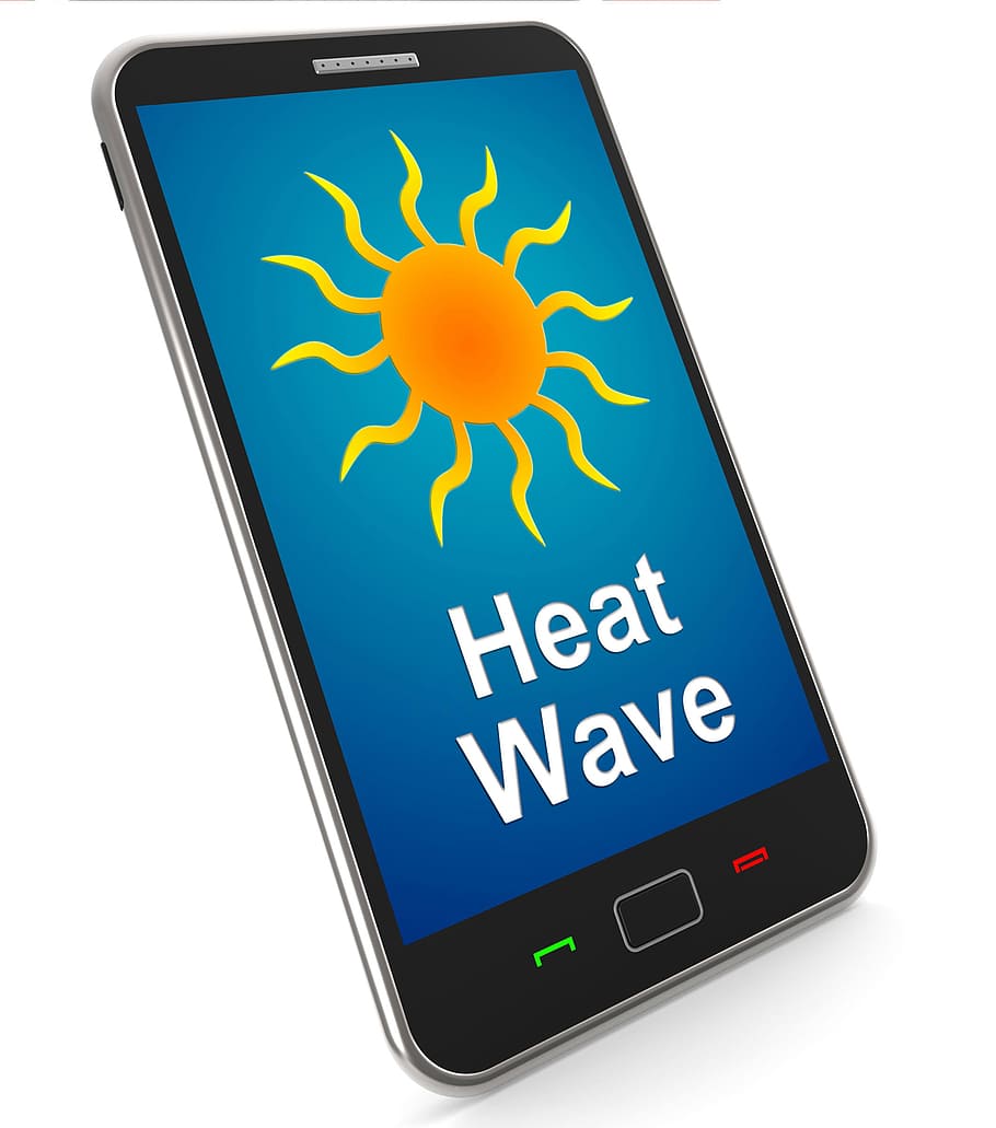 onda de calor, móvel, significado, quente, tempo, telefone celular, calor extremo, calor, tempo quente, internet