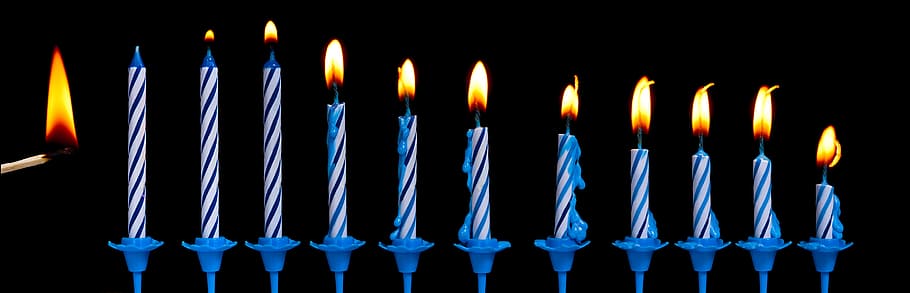 birthday, set, isolated, stick, decoration, flaming, lessening, row, anniversary, glowing