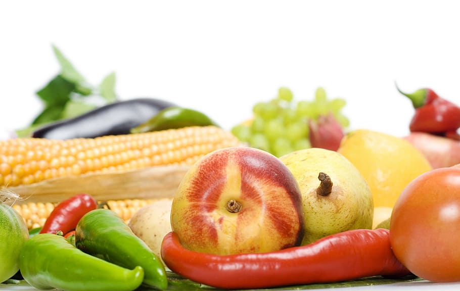 segar, sayuran, buah-buahan, pasar, terisolasi, timbunan, grapefruit, vegetarian, makanan, lemon