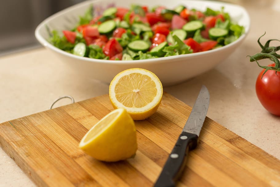 lemons and salad, food and Drink, healthy Food, salad, salads, healthy eating, food, vegetable, fruit, wellbeing