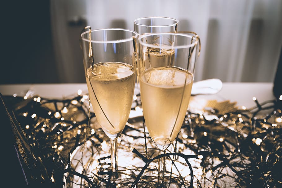 вечеринка !, бокалы, шампанское., счастливый, новый, год концепция, концепция., напиток, стакан, отдых