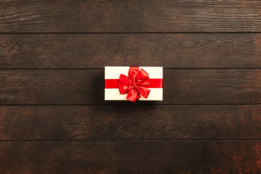 regalo, caja, Navidad, presente, celebración, vacaciones, estacional, fondo, madera, antiguo