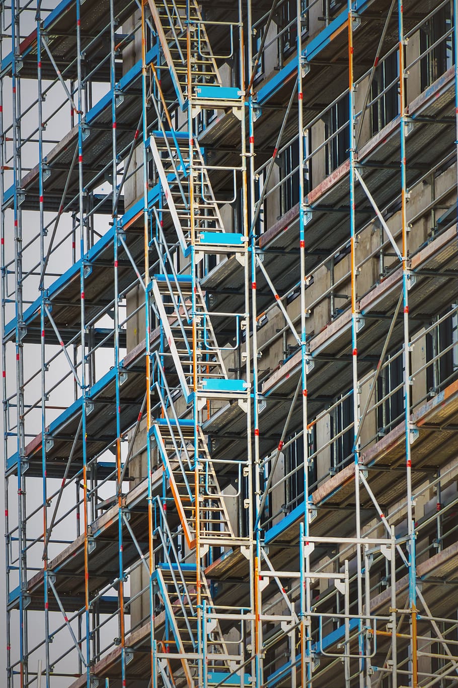 scaffolding, site, scaffold, building, build, construction work, housebuilding, construction, new building, shell