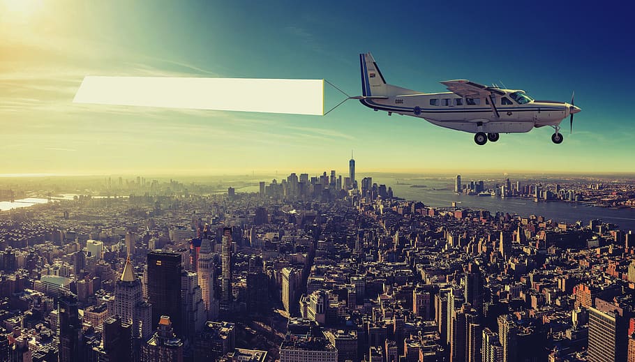 Download New York Flyer Aircraft Transparent Banner Header Mockup Sky Skyline City Pxfuel PSD Mockup Templates