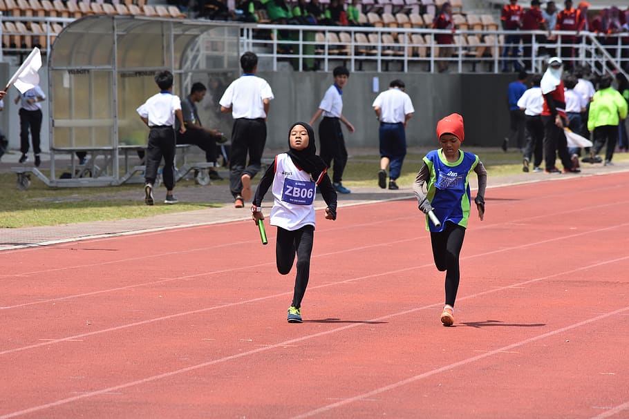deportes, chicas, atlético, correr, en forma, corredor, femenino, hijab, islam, islámico