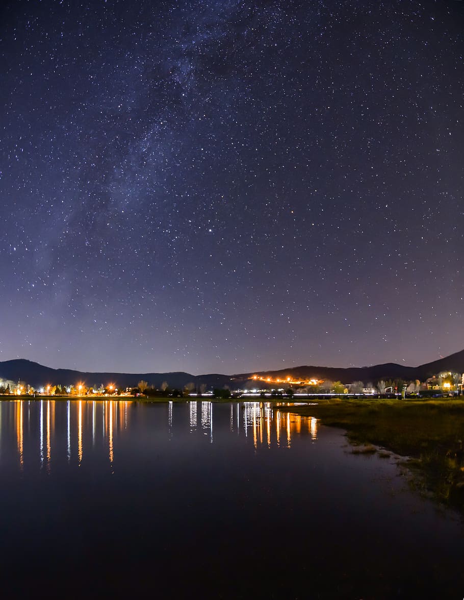Eslovaquia, fantasía, fondo de pantalla del teléfono, noche, cielo, lago, agua, pintorescos - naturaleza, estrella - espacio, astronomía