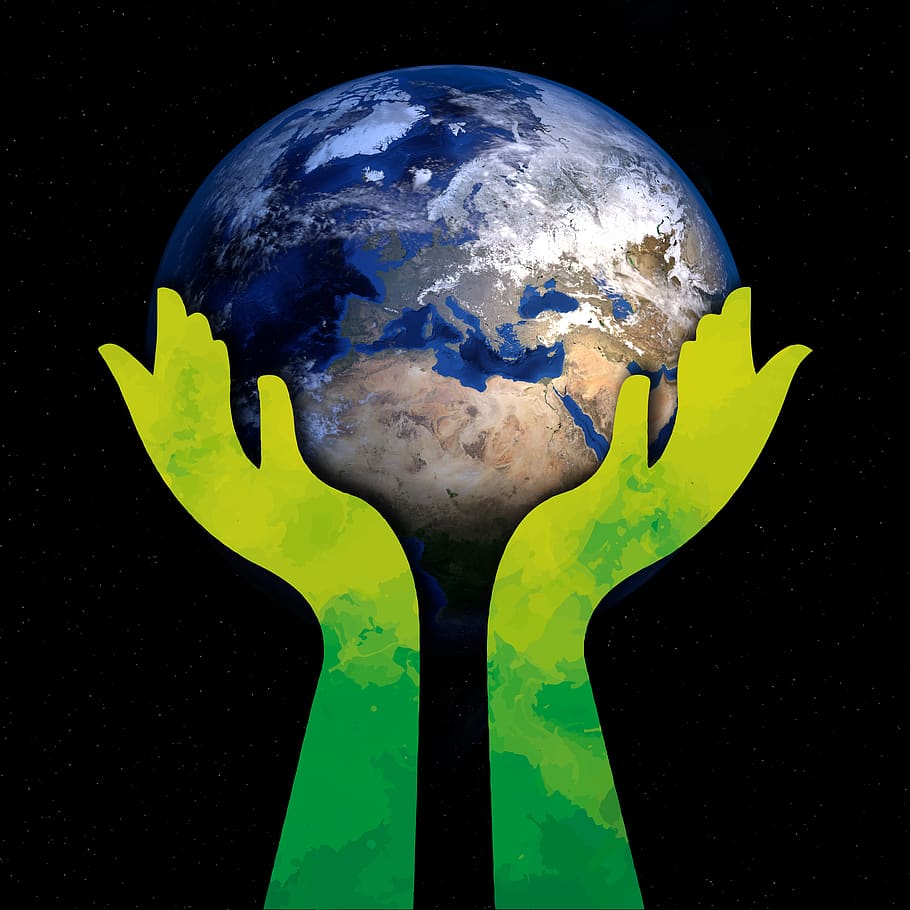 earth, hands, keep, world, save, protect, live, blue planet, together, connectedness
