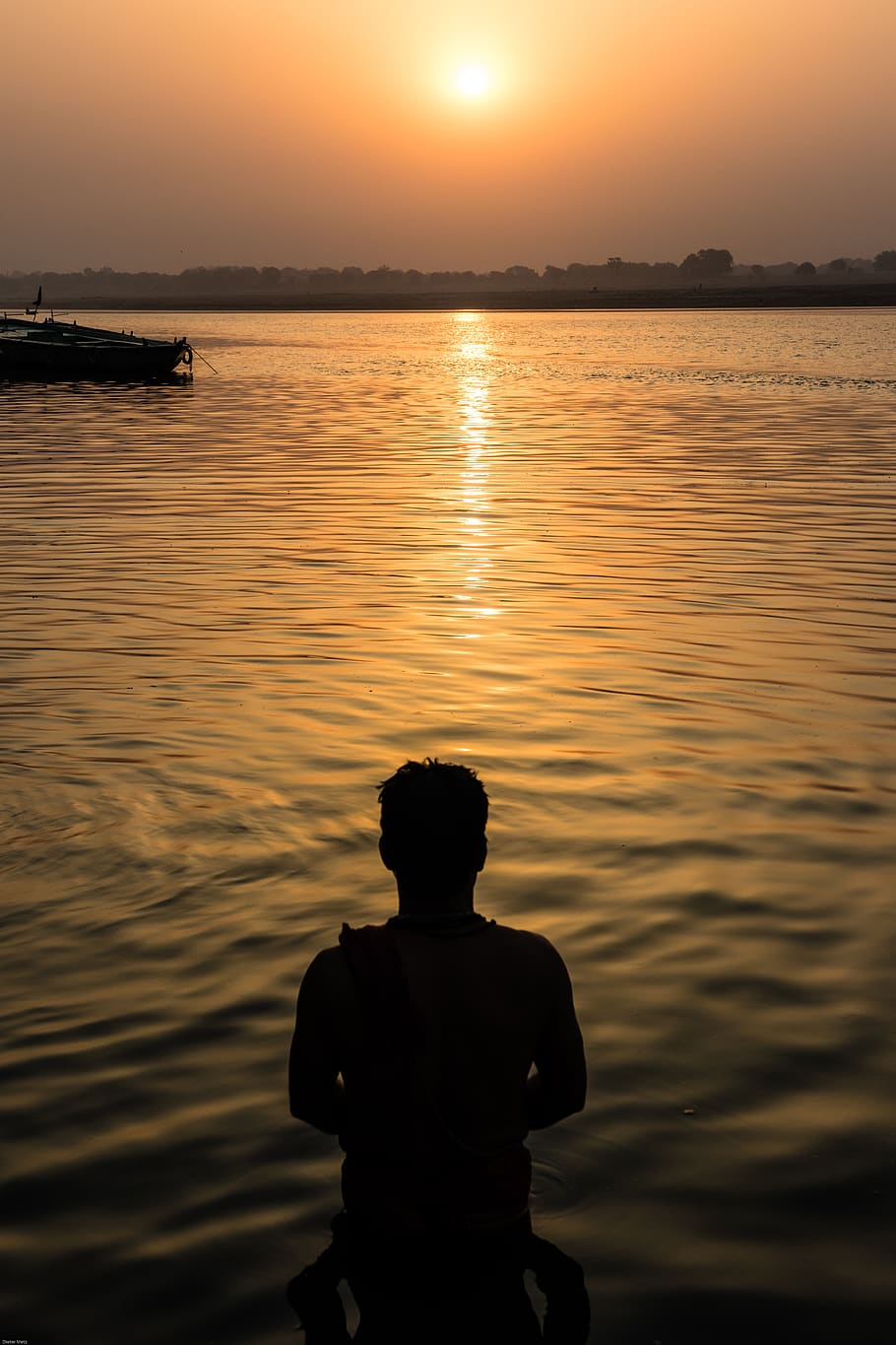 India, Varanasi, Ganges, ablución, río, amanecer, aguas, reflexión, lavado, religión