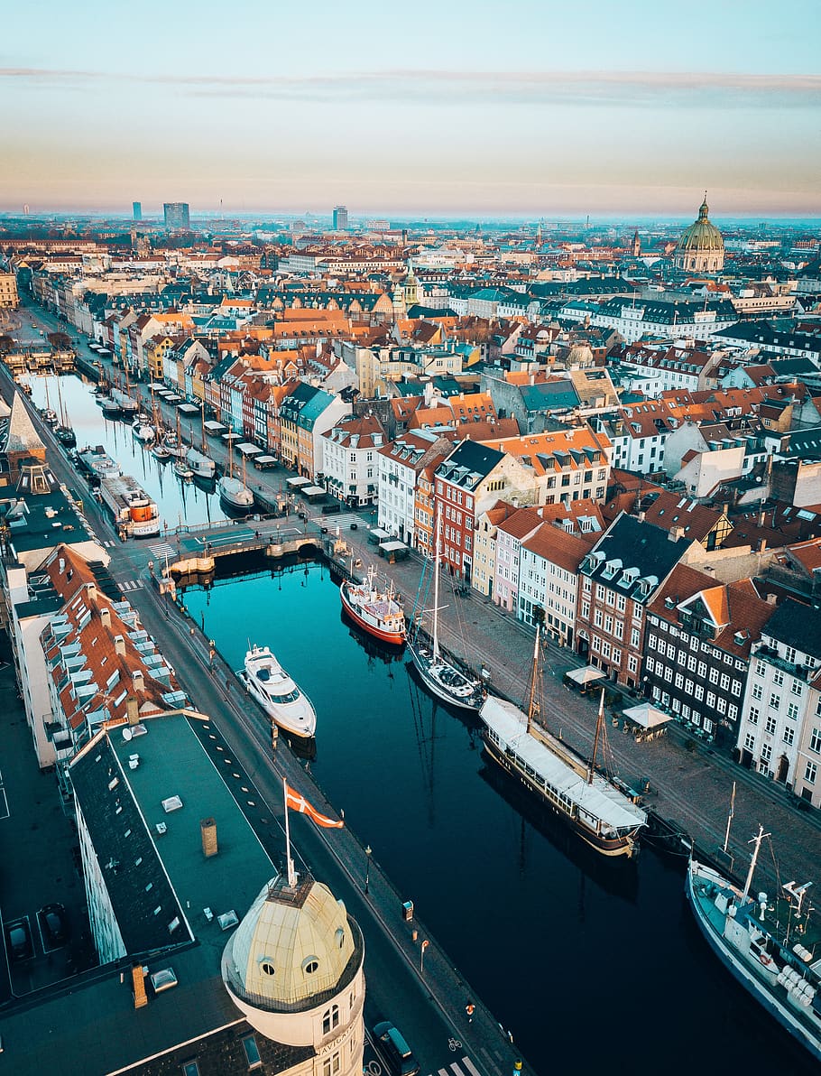 copenhagen, denmark, architecture, landmark, city, boats, old, port, capital, canal