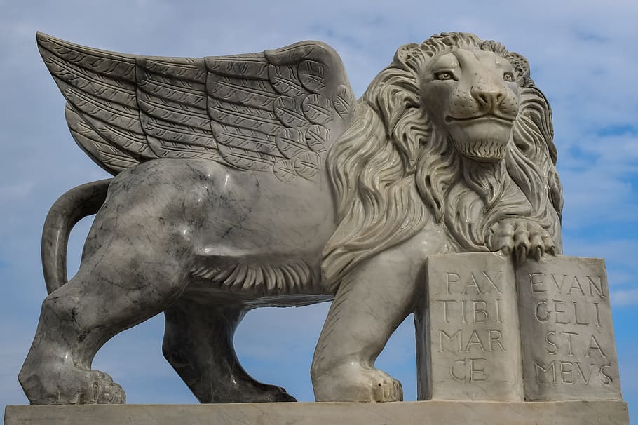 cyprus, larnaca, winged lion, lion, wings, statue, sculpture, symbol, art and craft, representation