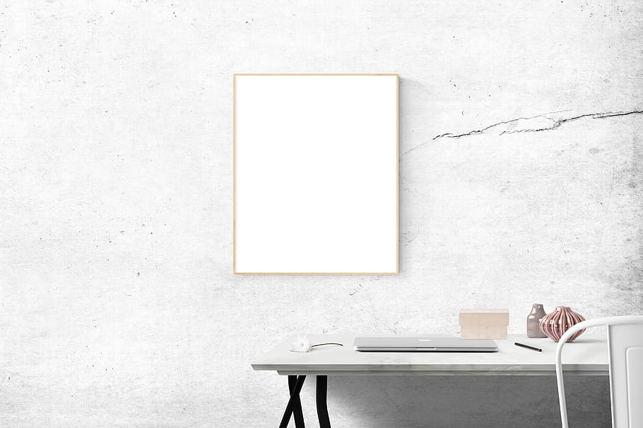poster mockup, mockup, poster, frame, template, interior, blank, space, desk, presentation