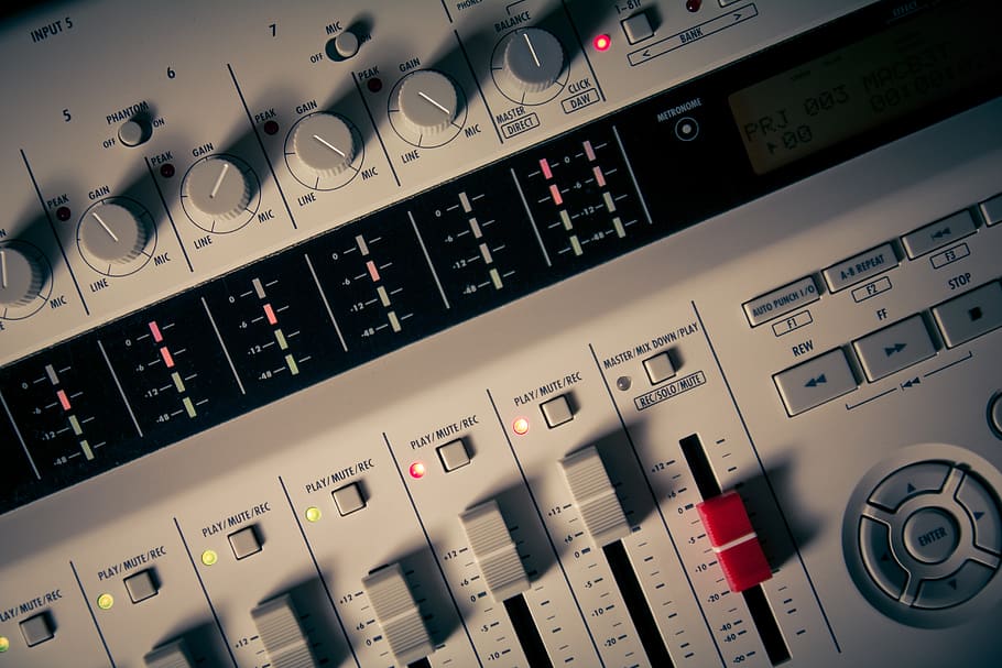 mixer, music, mixer electronic, studio, the console, mix, a sound mixer, slider, potentiometer, the controller