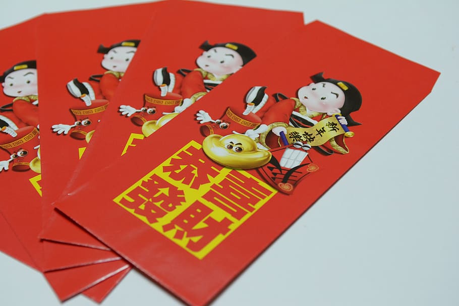 rojo, año nuevo, año nuevo chino, sobre rojo, celebración, representación, festival, suerte, evento, feriado