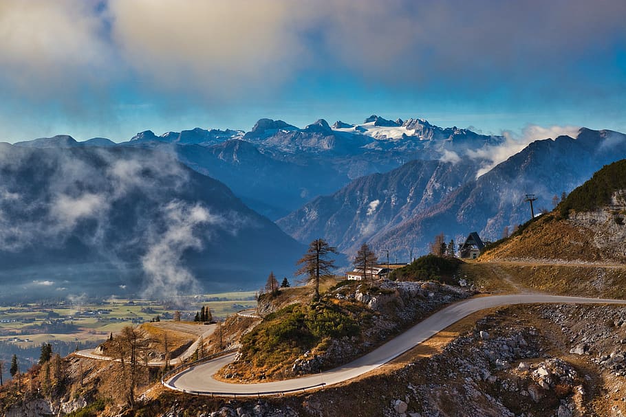 loser panorama road, dachstein, mountains, hiking, austria, landscape, hike, glacier, scenic, nature