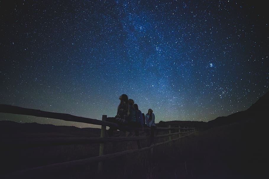 menatap bintang, malam berbintang, astronomi, alam semesta, langit, malam, memandang, bintang, berbintang, di luar ruangan