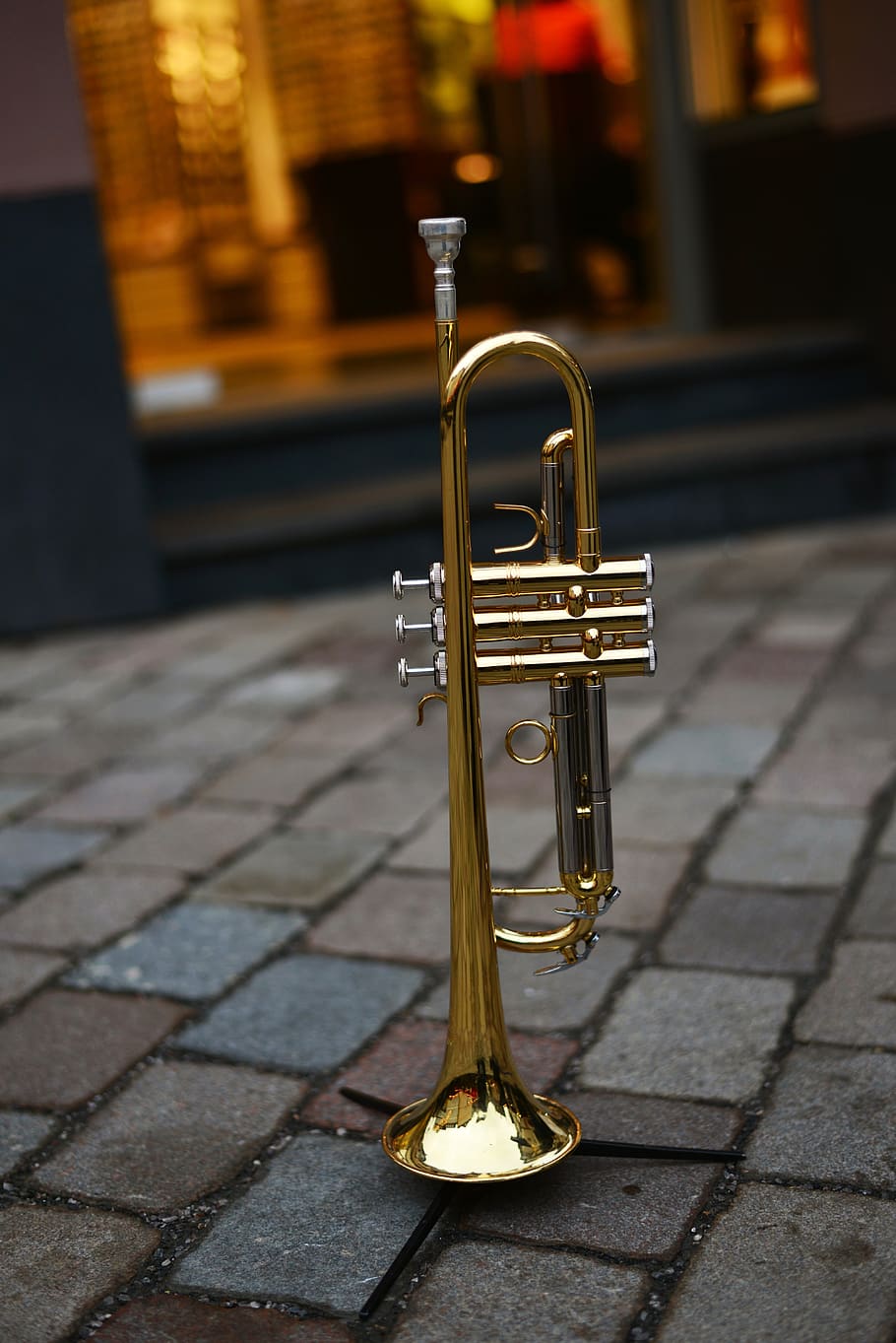 trompete, instrumento de bronze, música, instrumento, instrumento musical, bronze, instrumento de sopro, brilho, ouro, música de rua