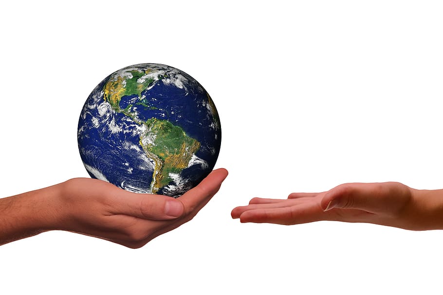 hands, earth, next generation, climate protection, space, universe, responsibility, ethics, nature conservation, environmental protection
