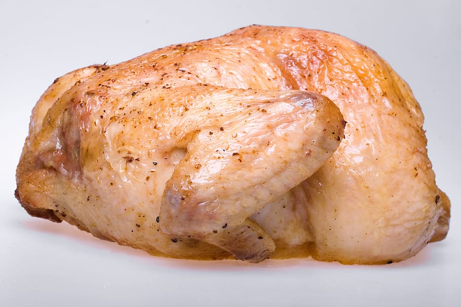 burung, ayam, minyak mentah, dicairkan, makanan, segar, daging, kulit, putih, utuh