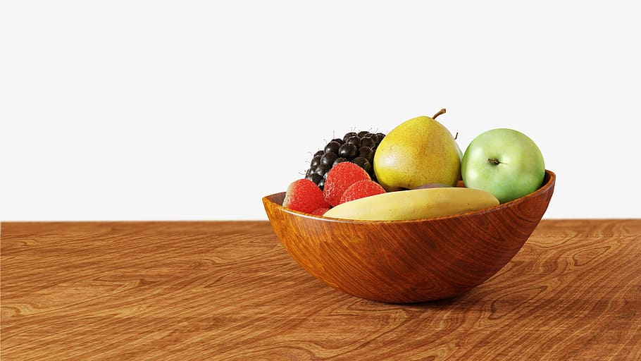 mangkuk, buah, meja., apel, keranjang, latar belakang, makanan, segar, terisolasi, alam