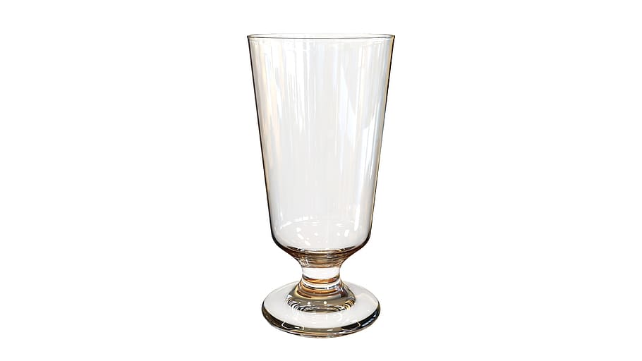 vidrio con pie, vacío, barman, bar, brillo, transparente, vidrio, fondo blanco, tiro del estudio, vaso para beber
