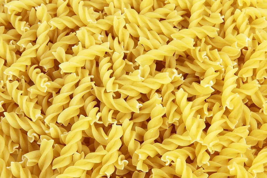 fusili, ingredient, ingredients, pasta, yellow, full frame, food, backgrounds, food and drink, italian food