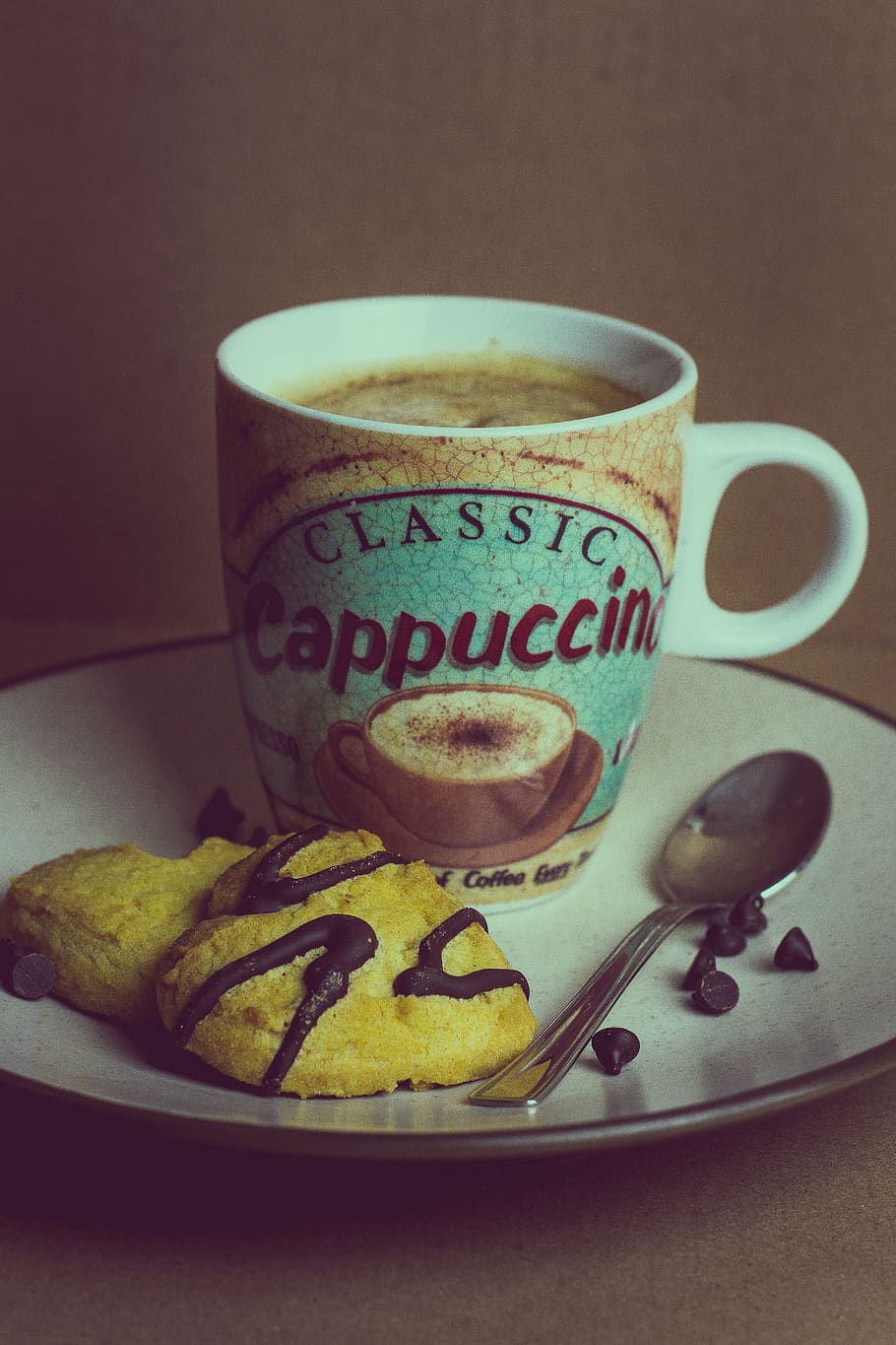 cappuccino, caffe, coffee, chocolate biscuits, biscuits, food and drink, coffee - drink, mug, coffee cup, food