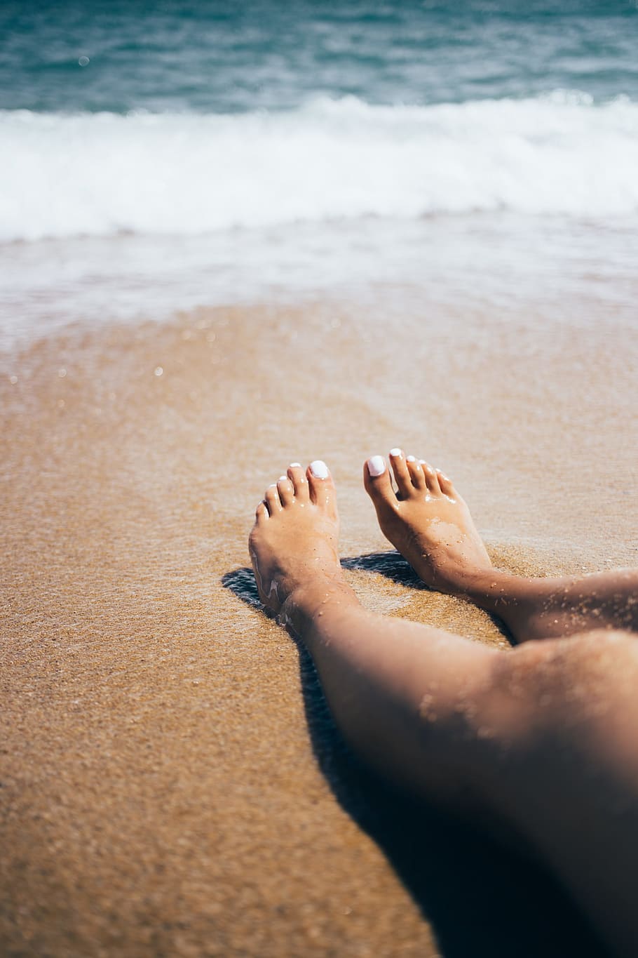 areia, pés, praia, ondas, fundo, 20-25 anos, adulto, azul, feriado, oceano