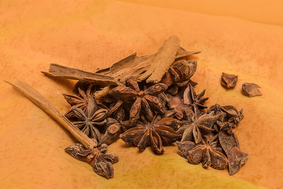 star anise, condiments, anise, aroma, spice, food and drink, food, ingredient, wood - material, dried food