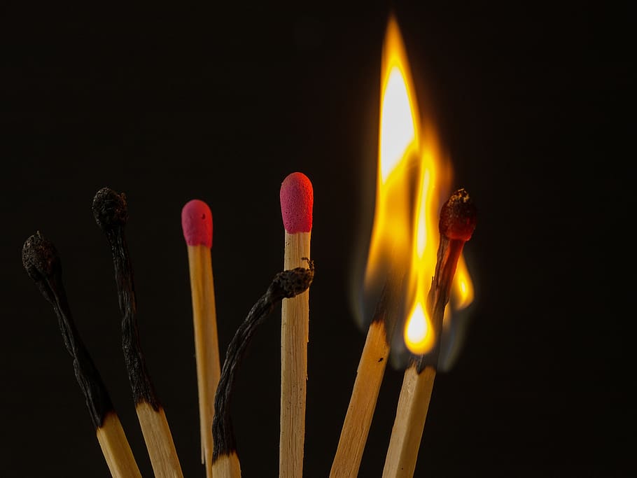 match, sticks, flare-up, flame, flammable, brand, matches, burn, close up, kindle