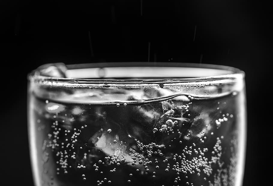 background, beverage, black and white, black background, bubble, caffeine, carbonated, carbonated drink, carbonated water, close up