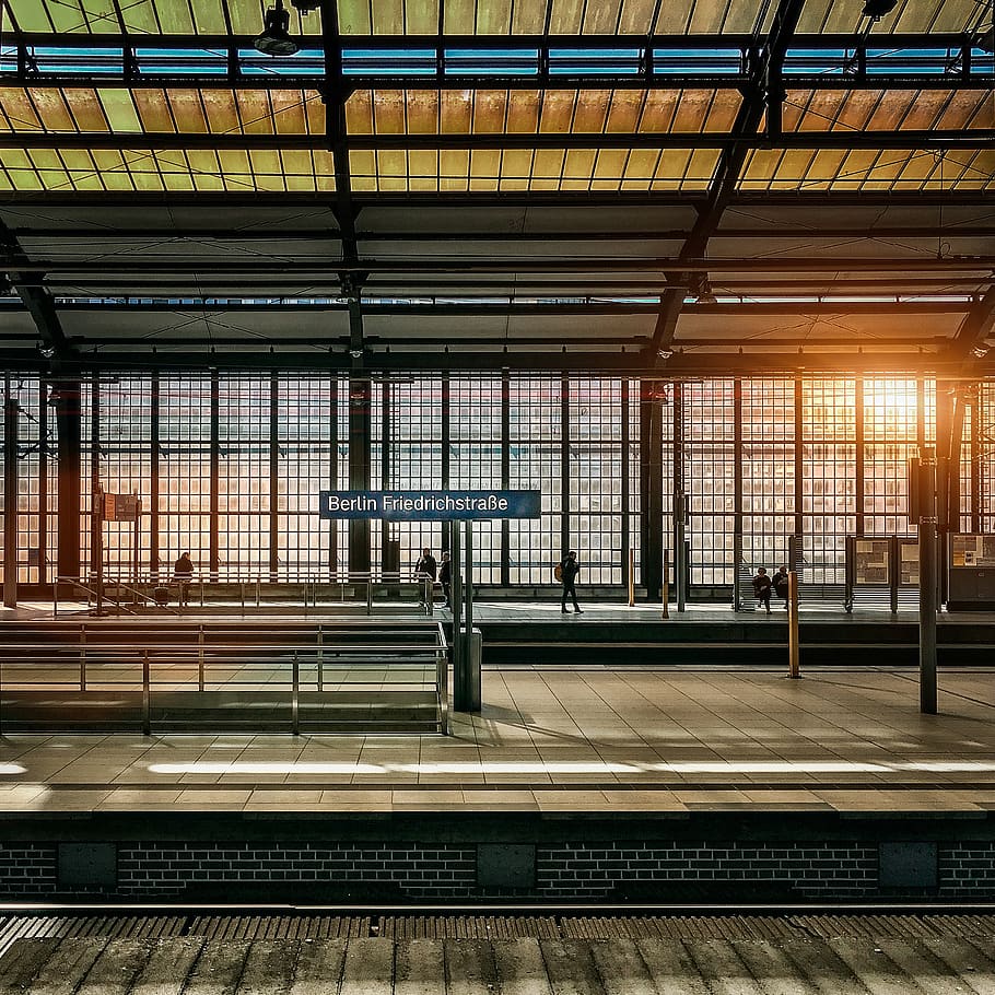Berlín, estación de ferrocarril, estación de metro, arquitectura, metro, fachada de vidrio, Alemania, plataforma, viaje, edificio