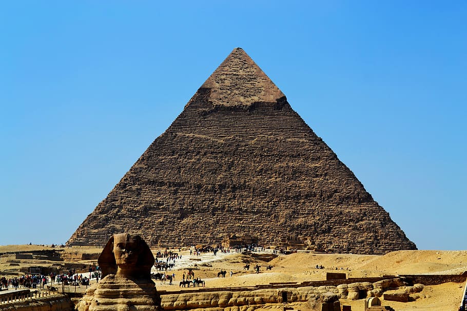 pyramid, sphinx, desert, history, architecture, the past, travel destinations, sky, ancient, built structure
