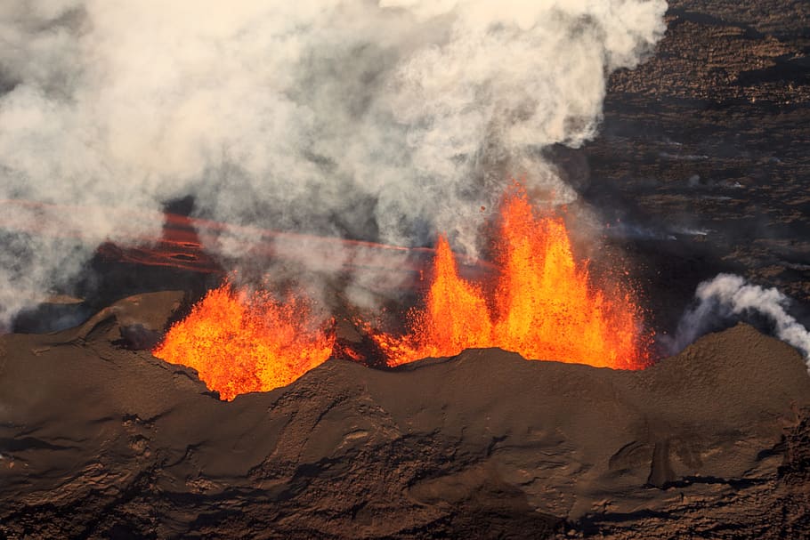 bardabunga, iceland, volcano, hot, steam, volcanic eruption, eruption, lava, land, smoke - physical structure