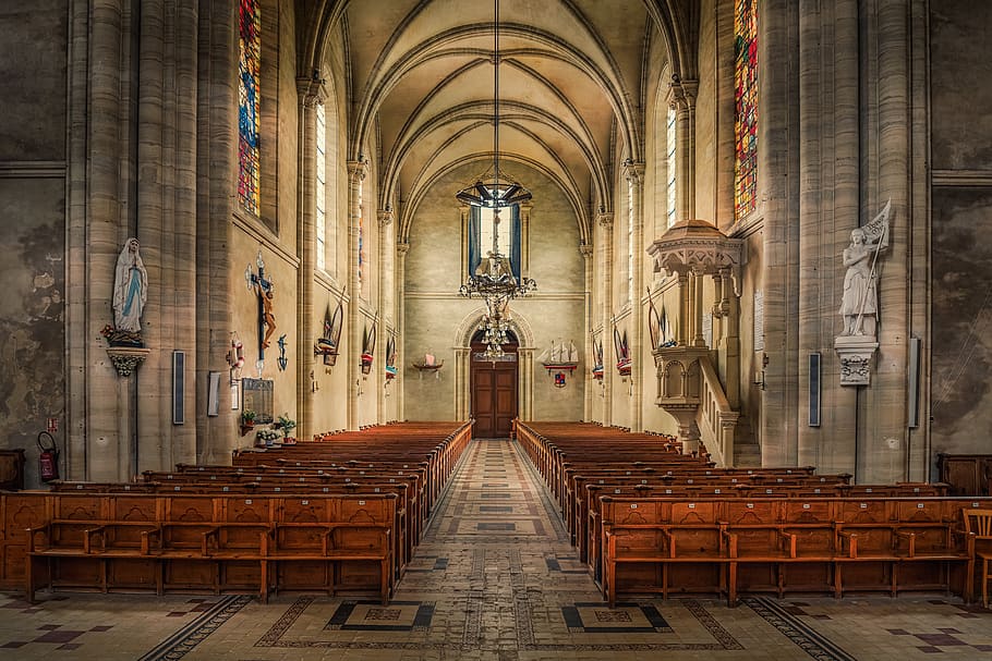 church, nave, architecture, cathedral, building, chapel, religion, old, christianity, interior