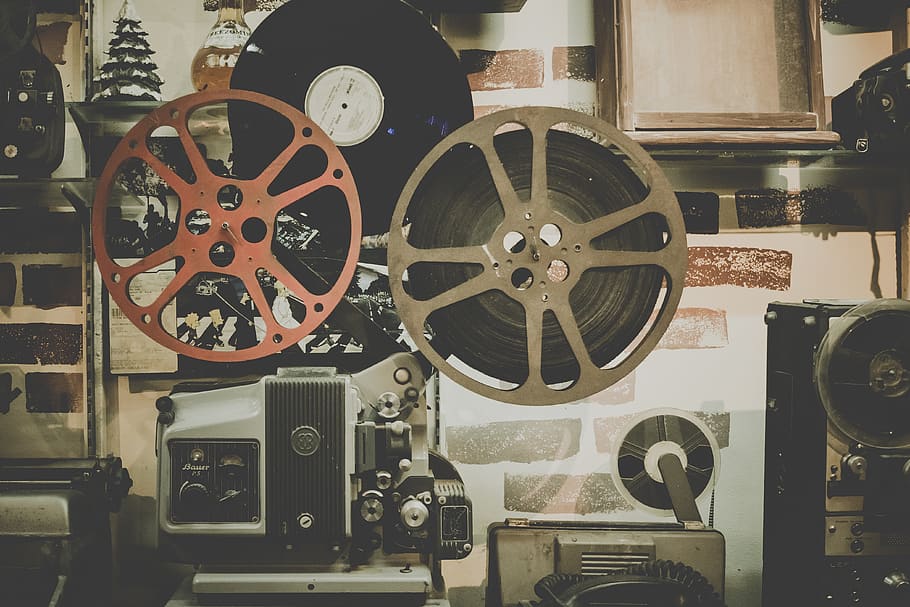 película, carrete, proyector, cine, entretenimiento, retro, vintage, cinematografía, tira de película, teatro