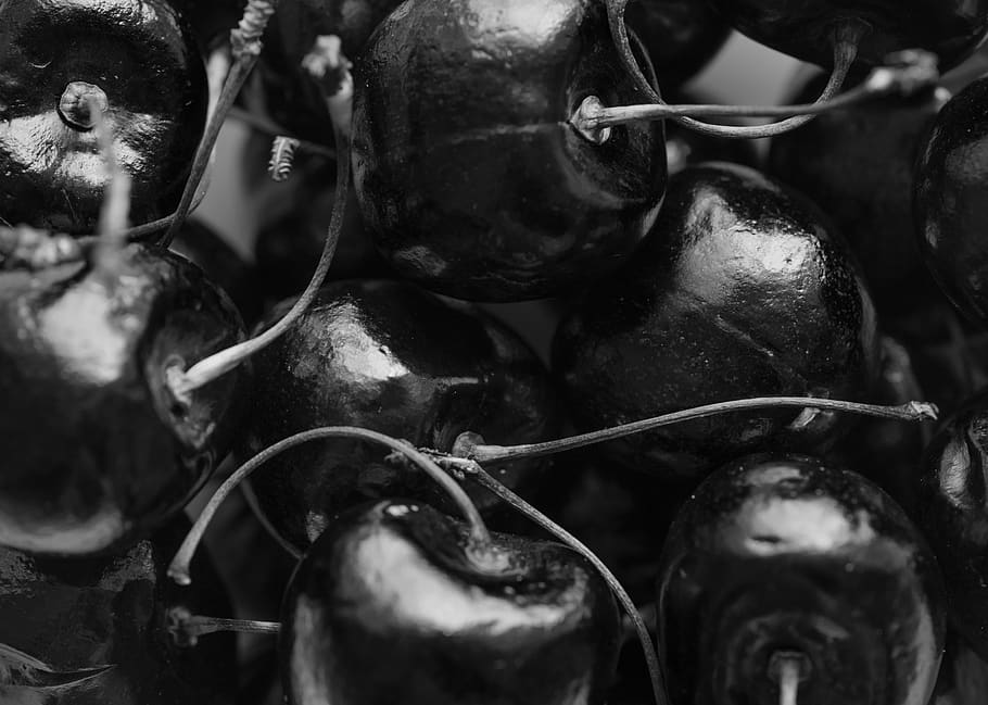 background, berry, black and white, bw, cherry, cherry background, cherry fruit, closeup, delicious, dessert