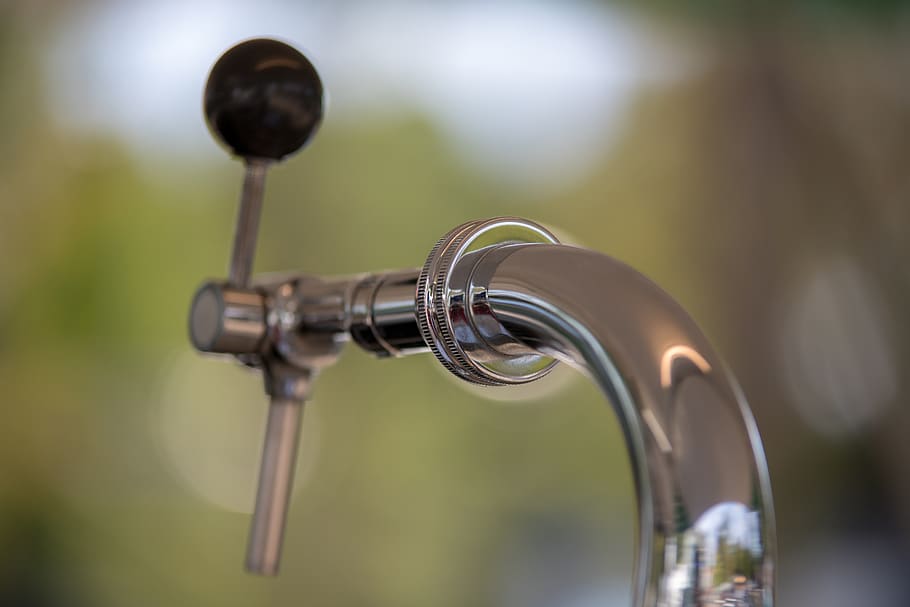 tap, beer, alcohol, design, focus on foreground, close-up, metal, faucet, bathroom, selective focus