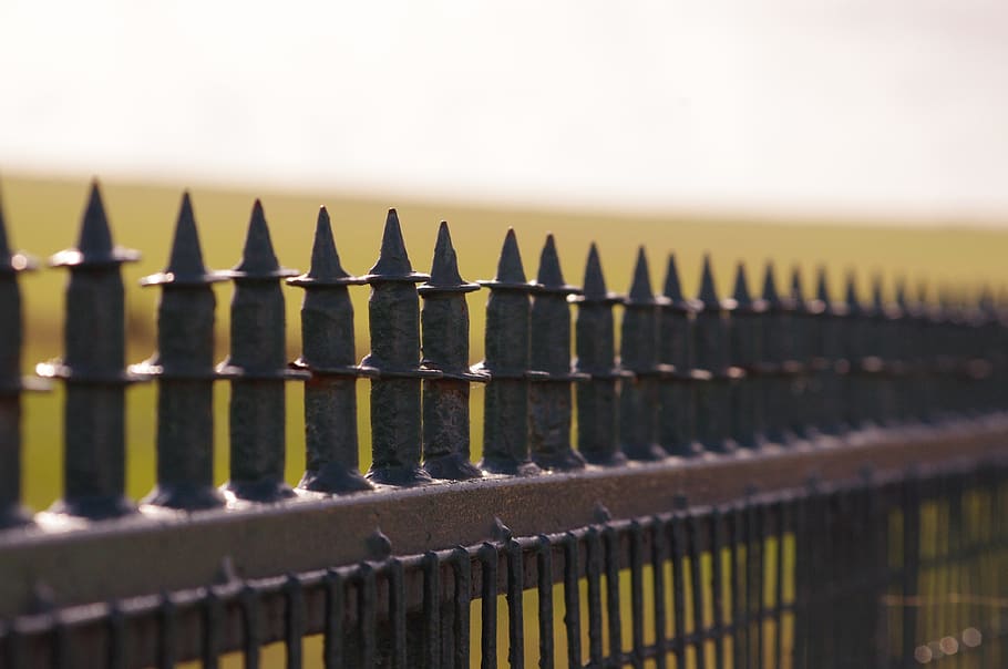 border, fence, spikes, harsh, wire, protection, metal, demarcation, limit, boundary