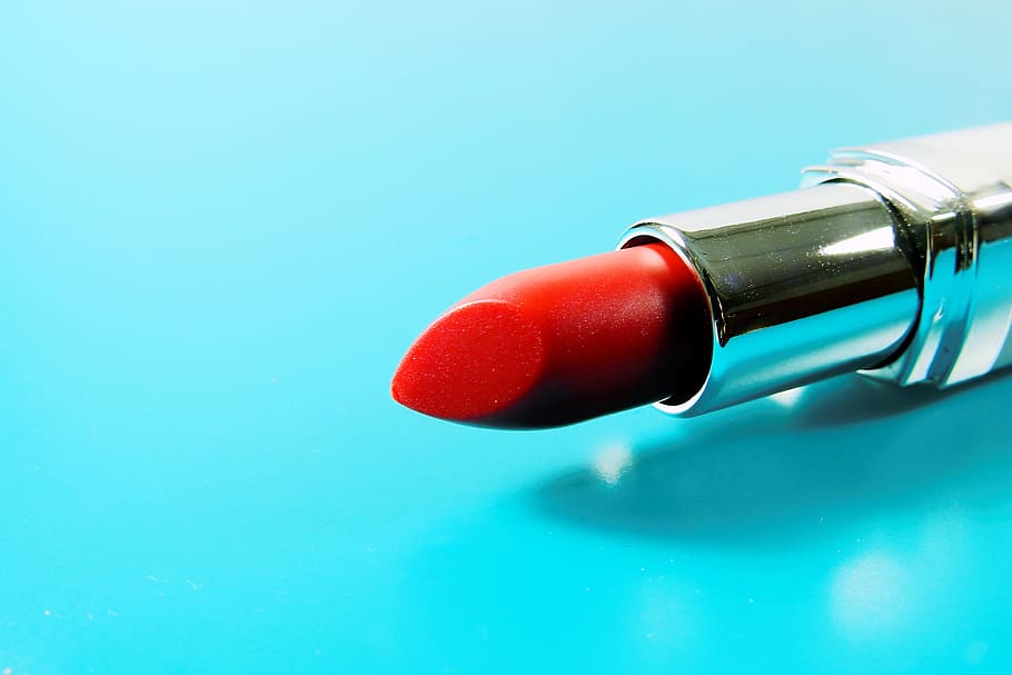 lipstick red, various, beauty, cosmetics, make Up, makeup, red, studio shot, close-up, colored background