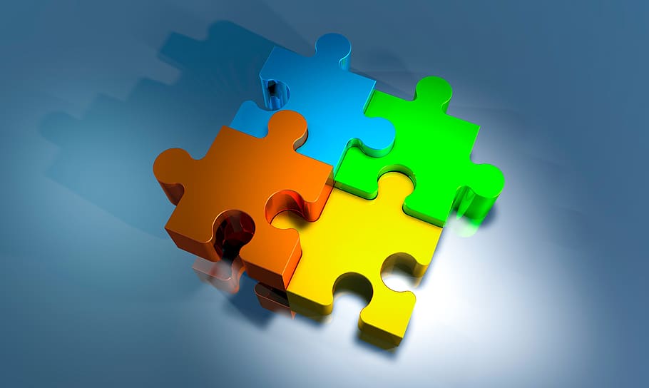 teka-teki, potongan-potongan teka-teki, koneksi, kartu memori ditutupi dengan, bersama-sama, terhubung, menyatukan, 3d, puzzle, potongan jigsaw
