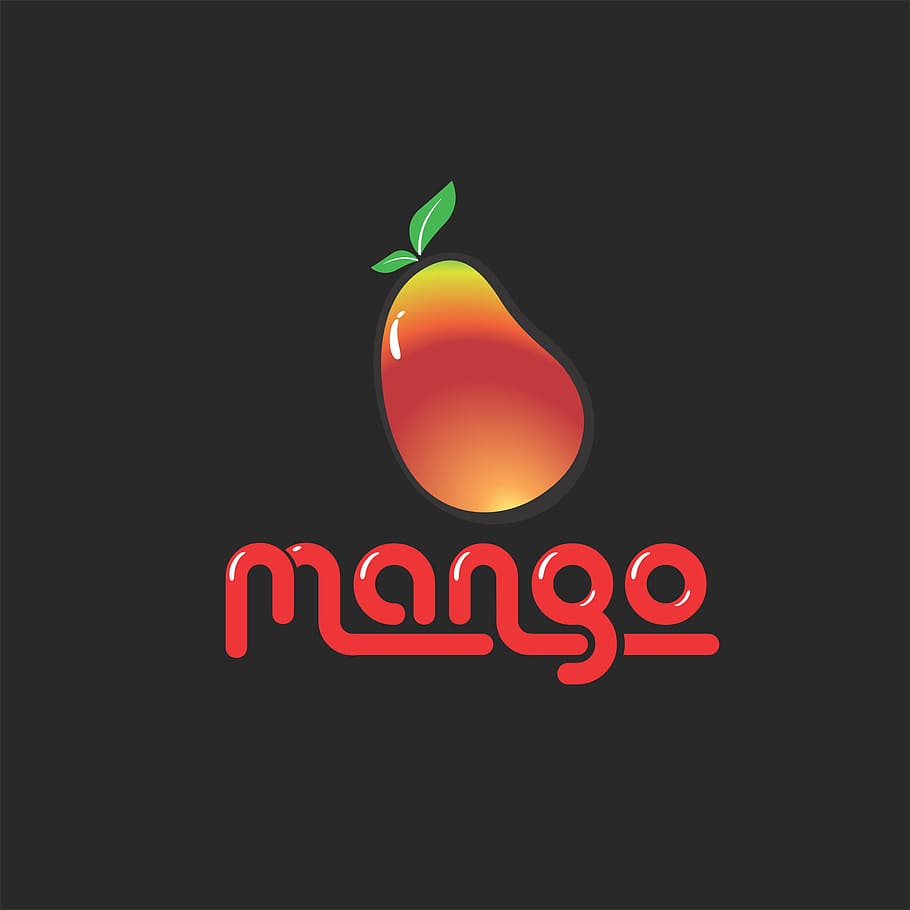 logo, mangga, makanan, buah, alam, grafis, komunikasi, diterangi, neon, merah