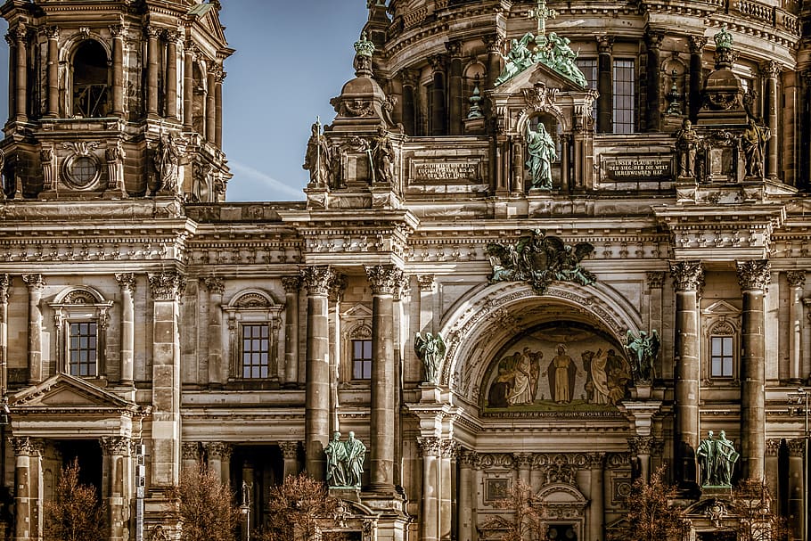 catedral de berlín, edificio, berlín, dom, históricamente, lugares de interés, punto de referencia, alemania, fachada, antigua mampostería