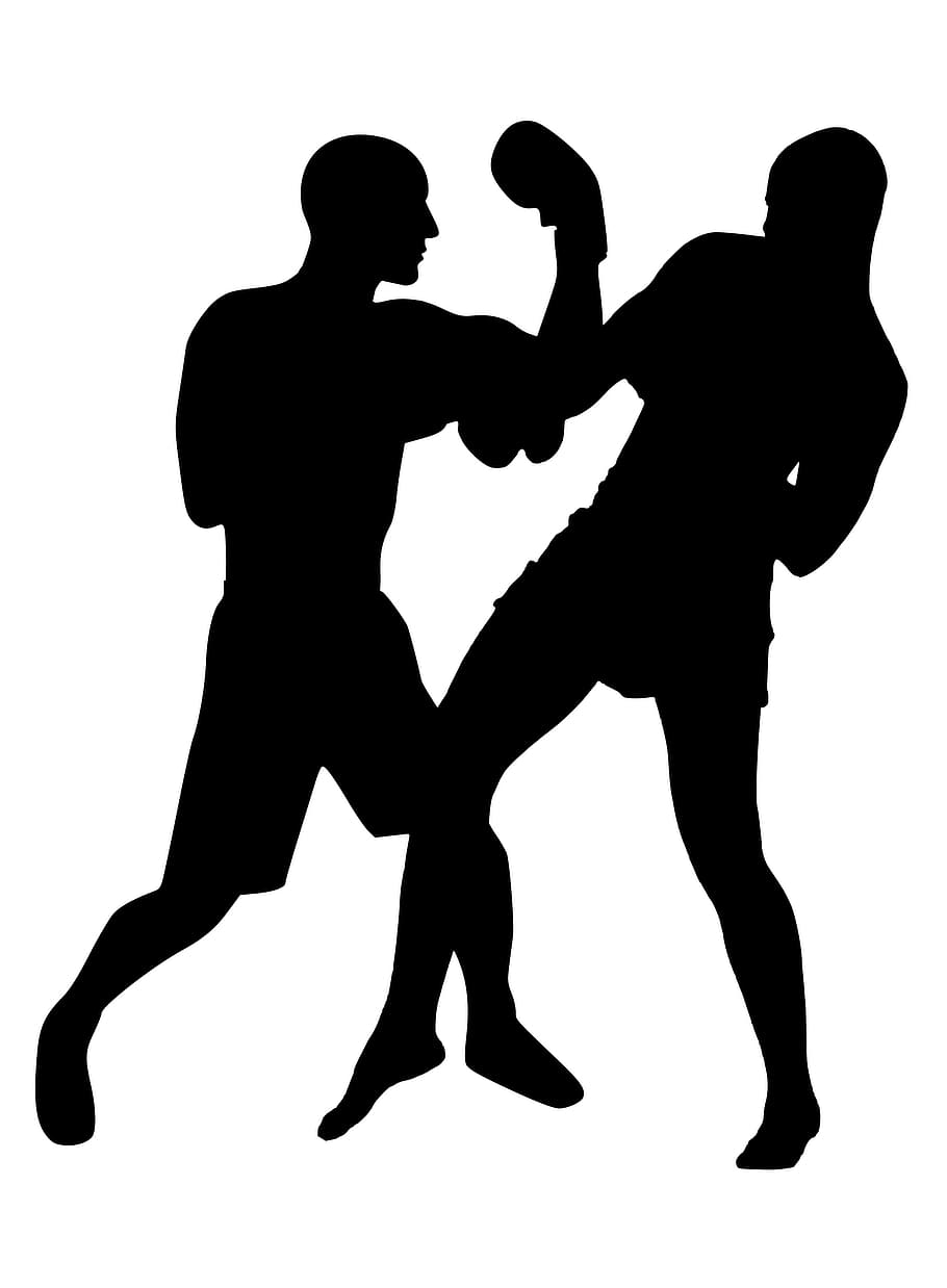 silhouette, boxing, match., fighting, games, players, sport, boxer, fitness, training