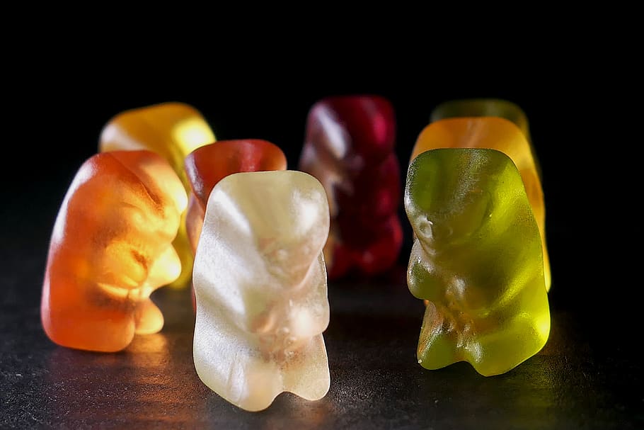 gummibärchen, candy, sugar, sweetness, nibble, sweet, bear, color, gummi bears, gummi bear