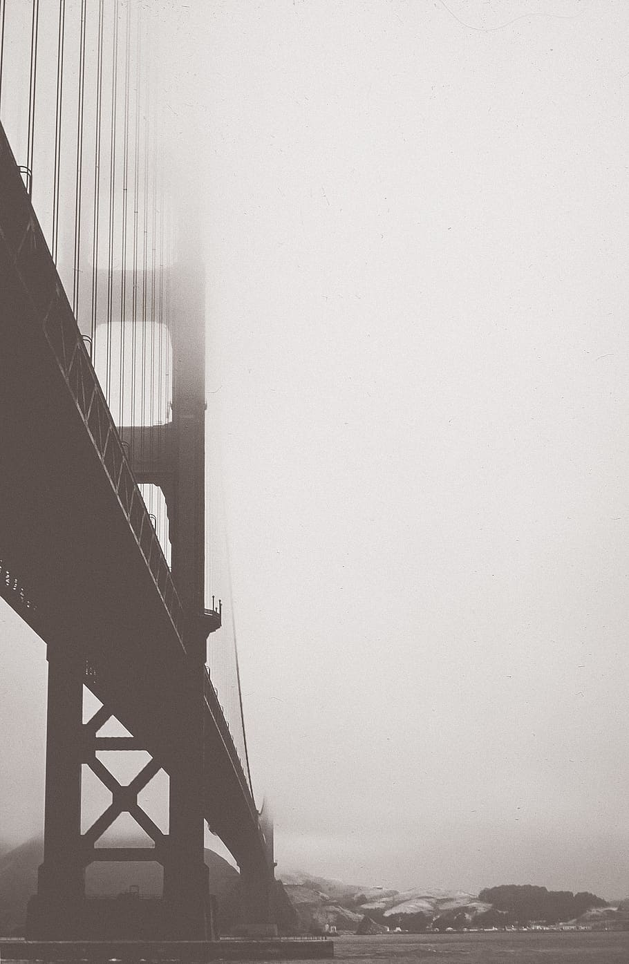 view, golden, gate bridge, fog, san francisco, america, architecture, bay, blue, bridge