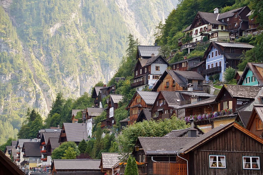 hallstatt, sejarah, kota, kayu, rumah, unesco, austria, Alpen, pariwisata, musim panas