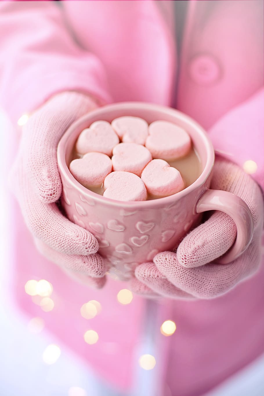 hari valentine, valentine, cokelat panas, pink, hati, marshmallow jantung, cinta, romantis, romansa, ulang tahun