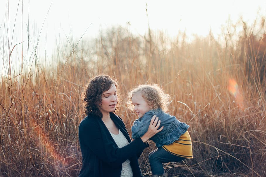 people, woman, parent, baby, kid, child, grass, happy, love, curly