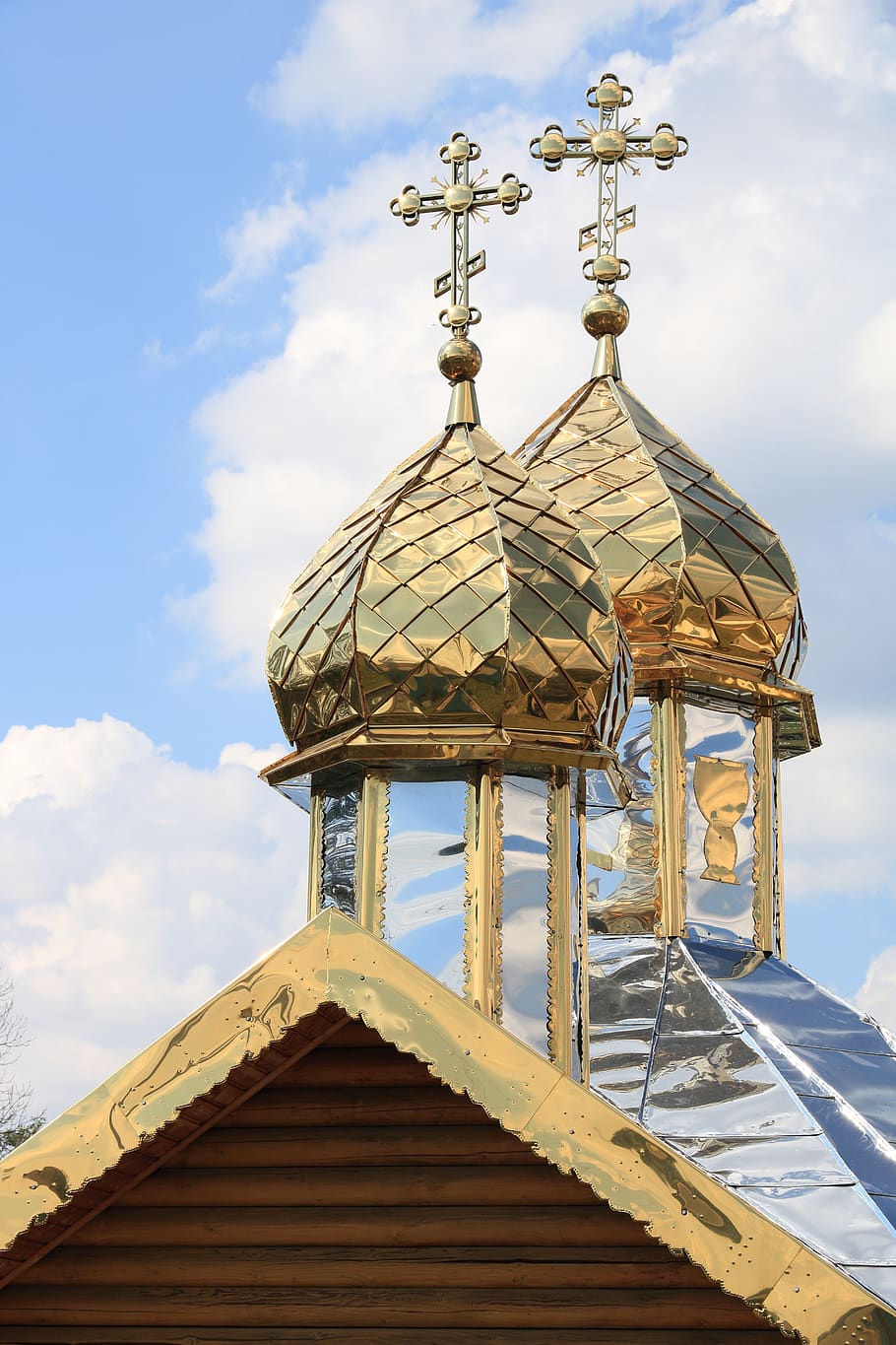 ukraine, church, spire, cross, religion, orthodox, metal plated, gold, built structure, architecture