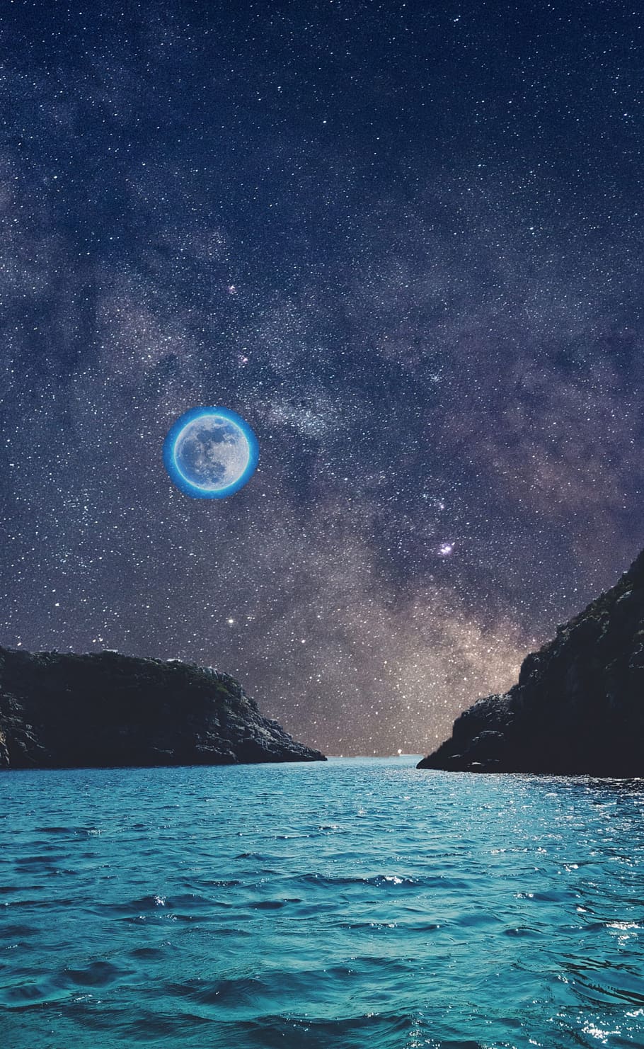 luna, luz de la luna, cielo nocturno, estrella brillante, fondo de pantalla del teléfono, belleza en la naturaleza, cielo, paisajes: naturaleza, agua, astronomía